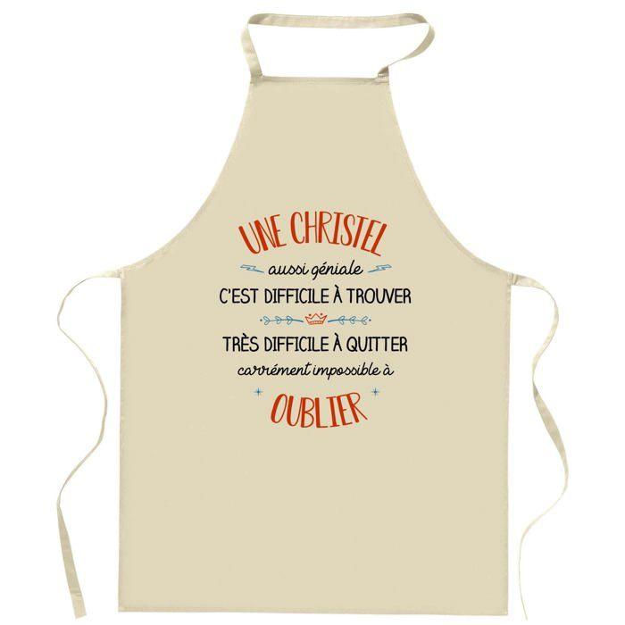 Planetee Tablier de cuisine Une Christel Aussi Géniale | Cadeau Original Humour pour Cuisinière Vêtement Blouse de protection