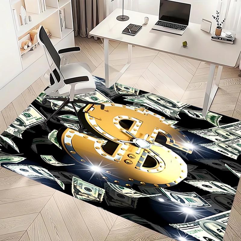 1pc Dollar Print Area Rug - Soft, Washable Non-Slip Indoor Mat, Living Room, Home Office Decorative Rug,Office Decorative