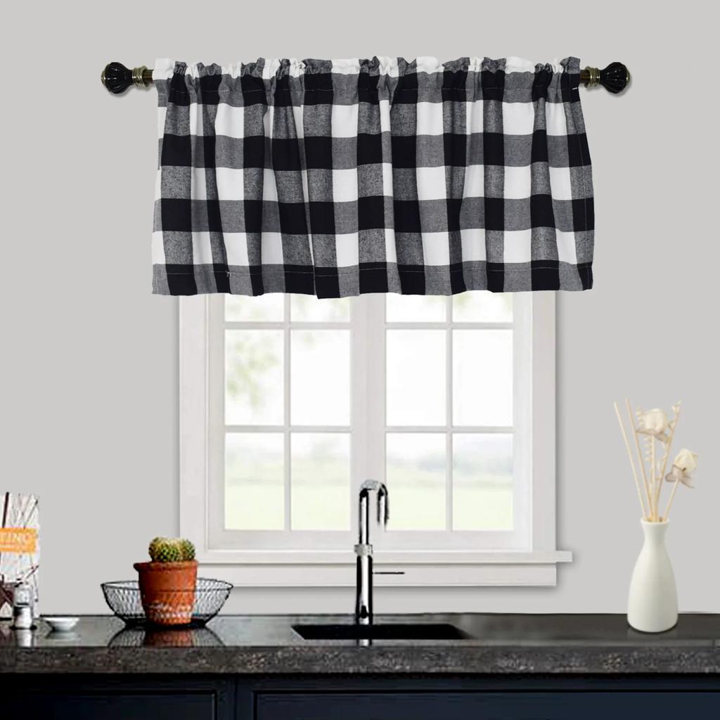 Клетчатые оконные балдахины в клетку Buffalo, красный и черный дизайн фермерского дома, декор для окон, карниз для штор, карманные балдахины для кухни