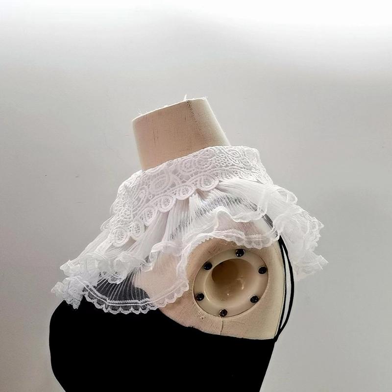 Elegant Tiered Lace Blouse Collar Multi Functional Mesh Doll Collar Shawl Cape Fairy Hollow Collar Versatile Fake Collar