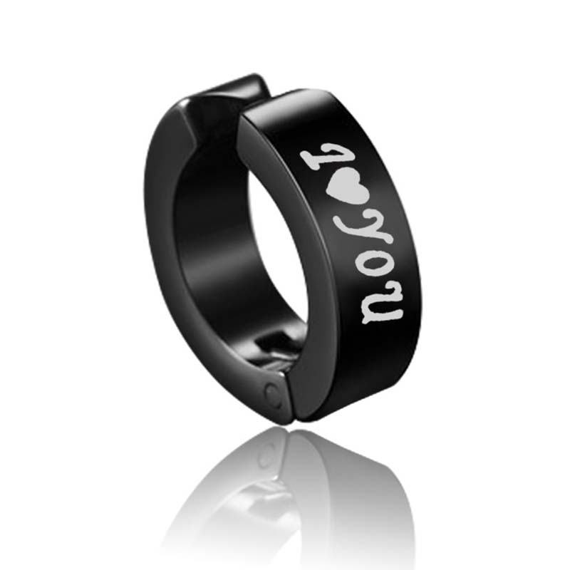 1 Pc Women Men Punk Earring Titanium Steel Black No Pierced Fake Earring Circle Ear Clip Pop Jewelry