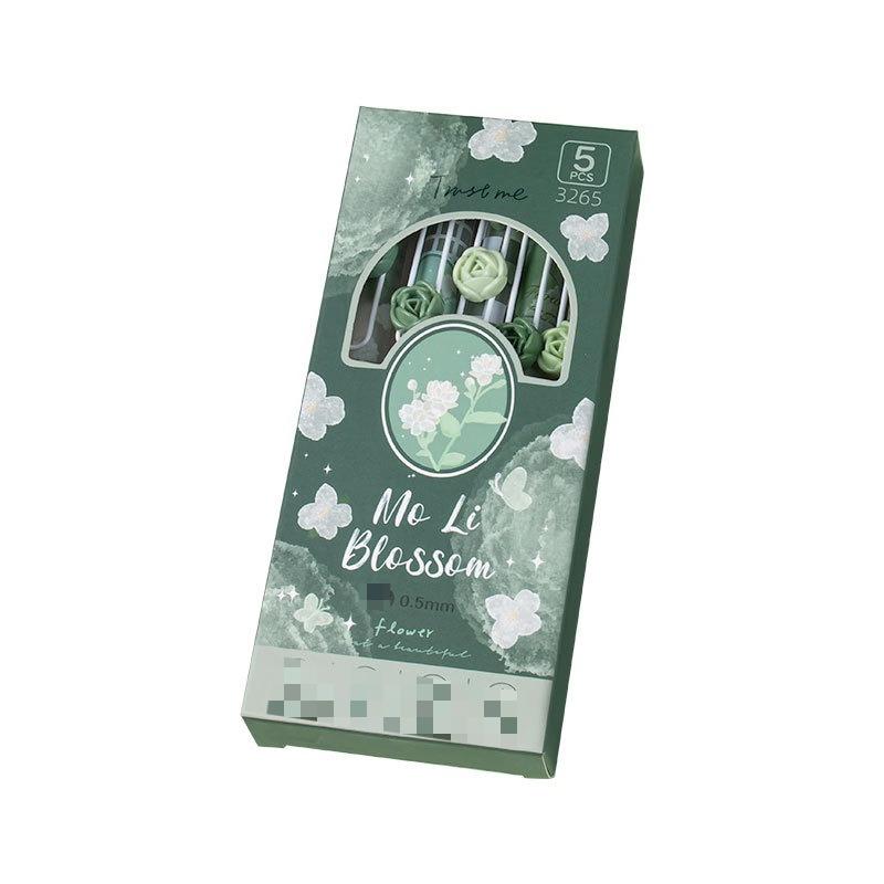 Национальный стиль Серия цветов Мягкий стержень Черная ручка Нажимная Гелевая ручка Набор, Быстросохнущая, Снимающая стресс, Высокий уровень внешнего вида Тренировочная ручка, Экзаменационная ручка