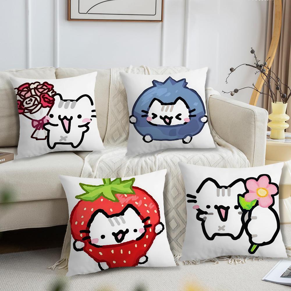 Cute Strawberry Cat cushion cover For Pillow Printing Sofa Decoration Home Car Room Coffee Shop Office Nordic Simplicity