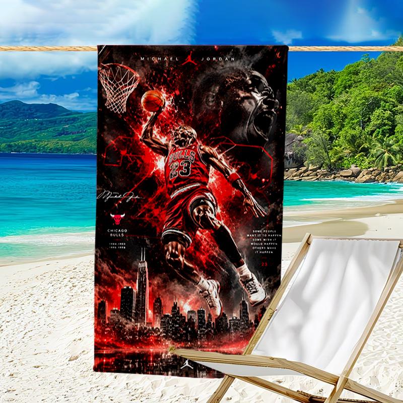 Michael basketball Artwork Beach Towel - Soft, Absorbent Microfiber, Lightweight, Ideal for The Beach, Parties, Travel, Camping fan gifts