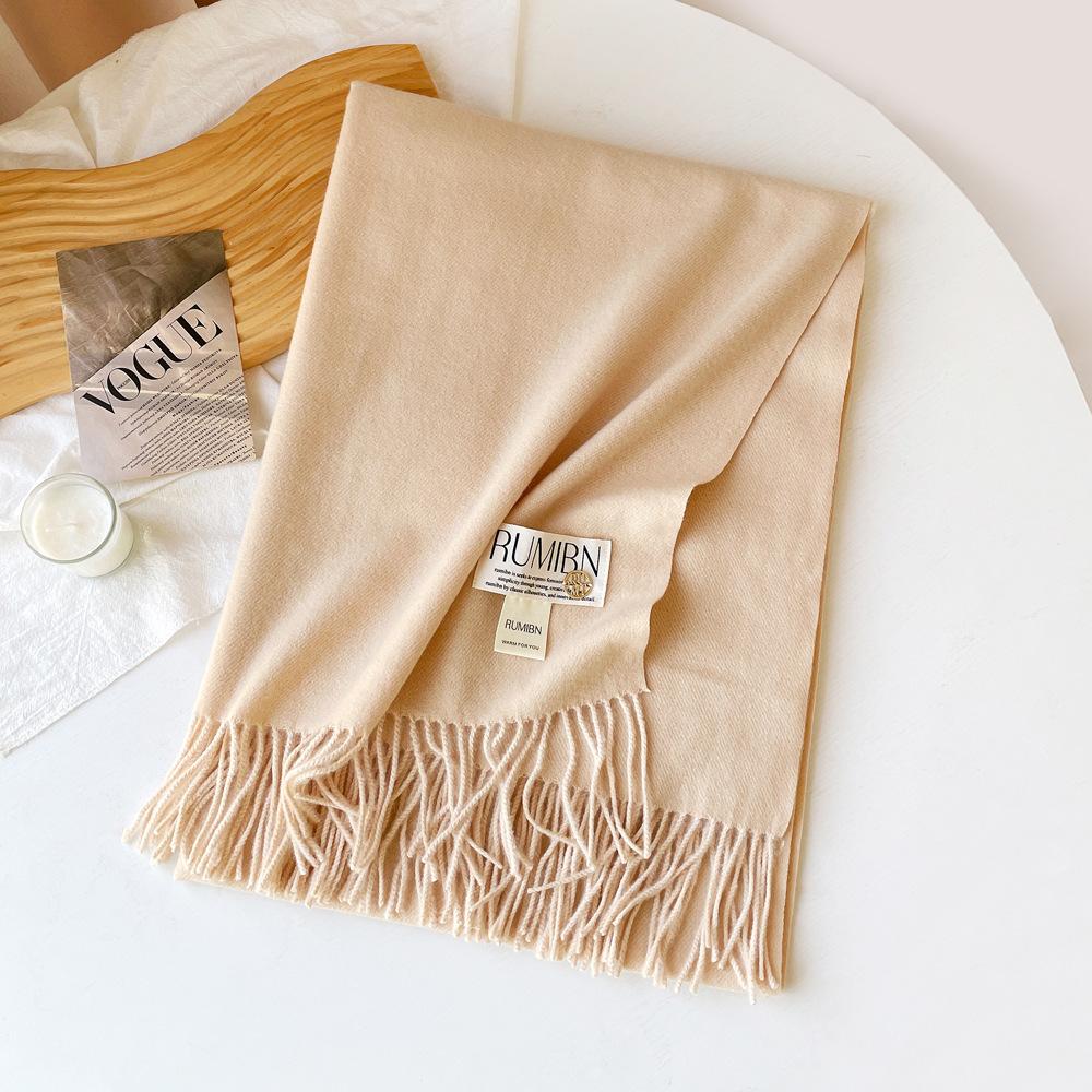 Solid Color Imitation Cashmere Scarf Women's Metal Standard Shawl Women's High-grade Relaxation Camel-colored Warm Scarf