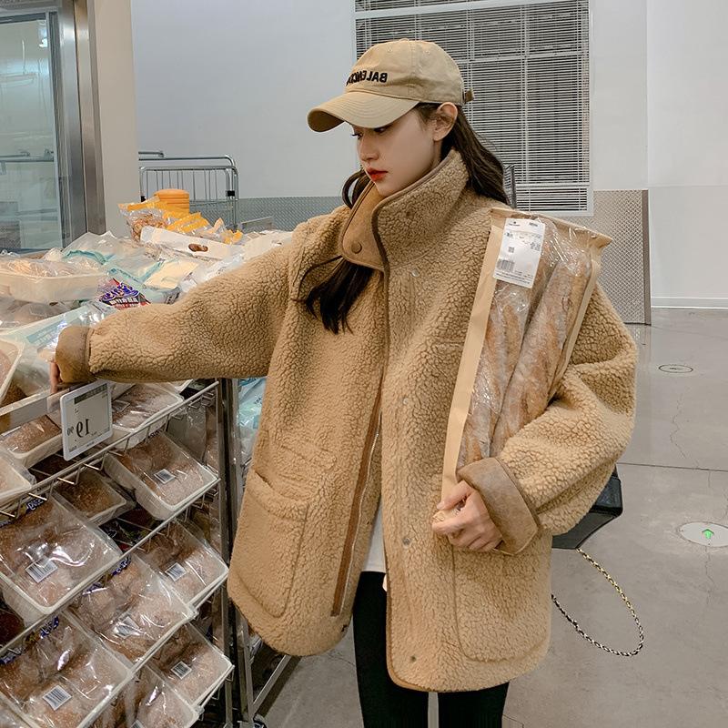 Женские куртки, толстая теплая однотонная замшевая двусторонняя куртка, верхнее пальто для мотоциклистов, свободное женское пальто, зима-осень