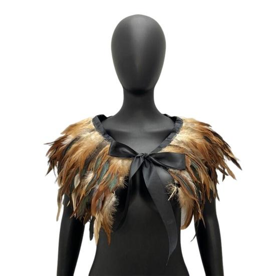 Женская шаль в готическом стиле с перьями, накидка, шарф, наплечный платок, карнавальный костюм ручной работы, винтаж