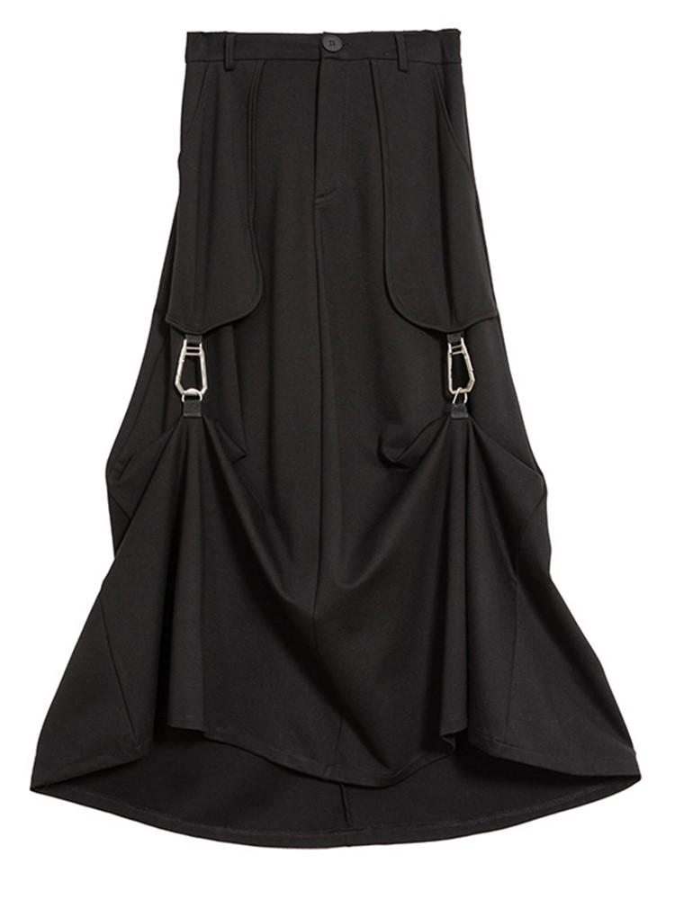 Черный плюс размер Высокая талия винтаж весна лето осень повседневная свободная длинная для женщин юбки женская юбка