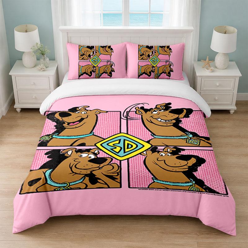 Scooby-Doo Bedroom 3Pcs Bedding Set Soft Bed Sheet Pillowcases Home Bedding Decoration