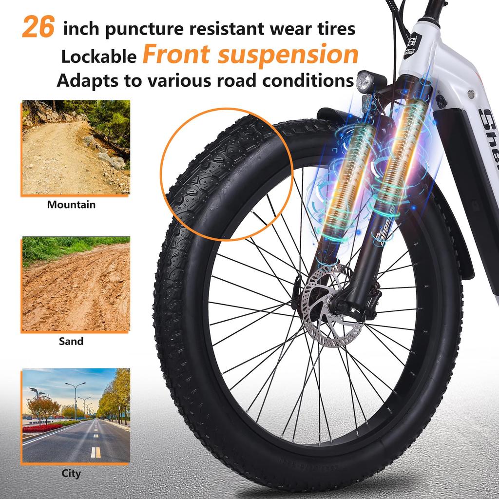 Электровелосипед Shengmilo MX06 для взрослых - Мотор 500 Вт, Запас хода 50-90 км, Аккумулятор Samsung 48 В 17,5 Ач, Внедорожные 26" шины, Shimano 7 скоростей