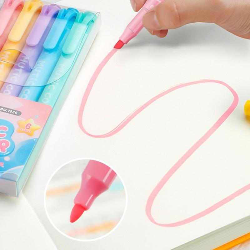 6/12/24 Цвета Маркеры-хайлайтеры Многофункциональная ручка-хайлайтер Флуоресцентная ручка Двусторонние хайлайтеры для журнала