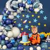 124pcs Ink Blue Balloons Garland Arch Kit With Moon Star Ballon For Space Themed Birthday Party Decoration Baby Shower Supplies