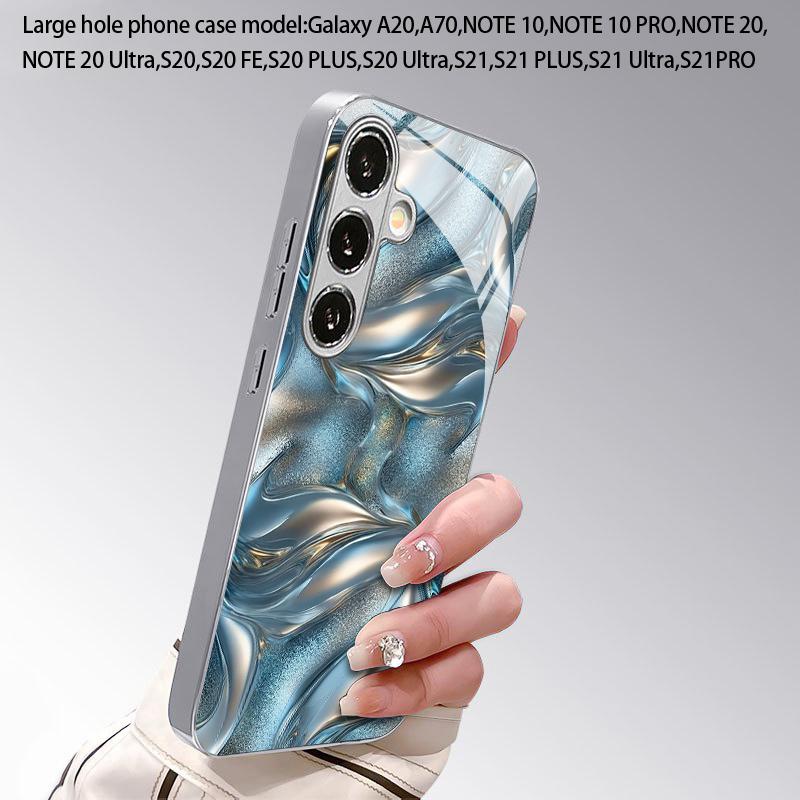 Silver Ripple Light Pattern 2D Phone Case for Samsung S26 S25 S24 S23 S22 S21 S20 A56 A36 A16 - Electroplated Glass Protective
