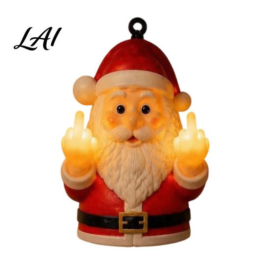 Creative Santa Middle Finger Light Funny Claus Night Christmas Wall Light, Resin Santa/Green Figure