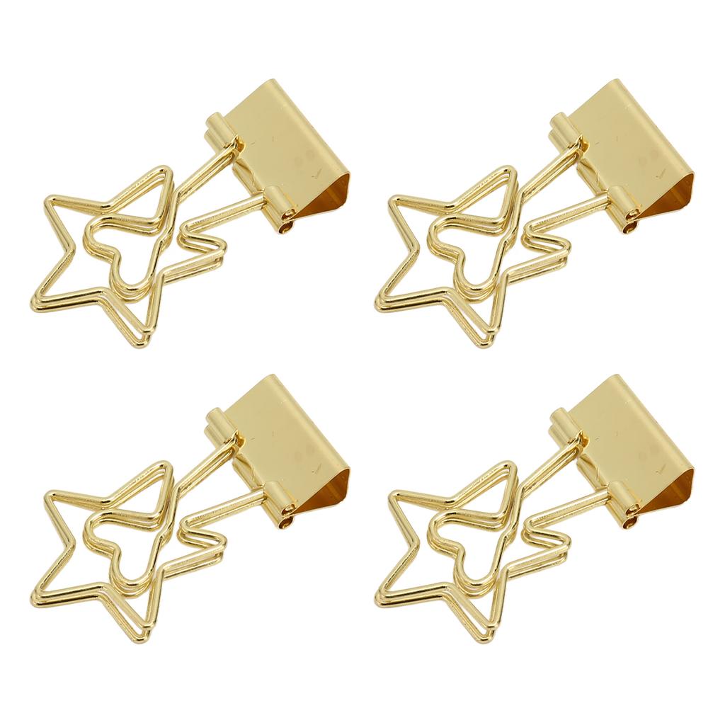 100 Pcs  Clips Star Shape Paper Clamps Hollow Long Tail Stationery Clip for School Office Gold