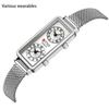 Quartz Watch Classic Fashion Square Ladies Mesh Strap Dual Time Quartz Watch Roman Scale Watch