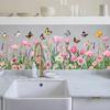 3 шт. Наклейки на стену с цветами Акварельные полевые цветы Трава Бабочки Наклейки на стену Отклеивающиеся и приклеивающиеся Настенный декор для спальни девочки, гостиной, дома