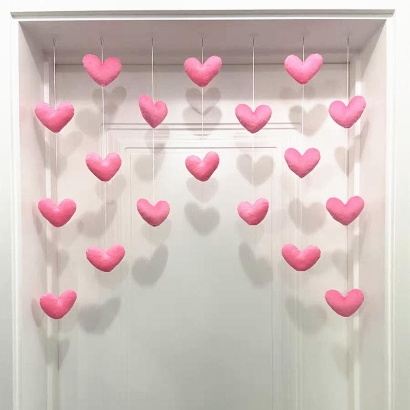Hanging Door Curtains DIY Ornament Heart-shaped Self-adhesive Solid Color Home Decorations