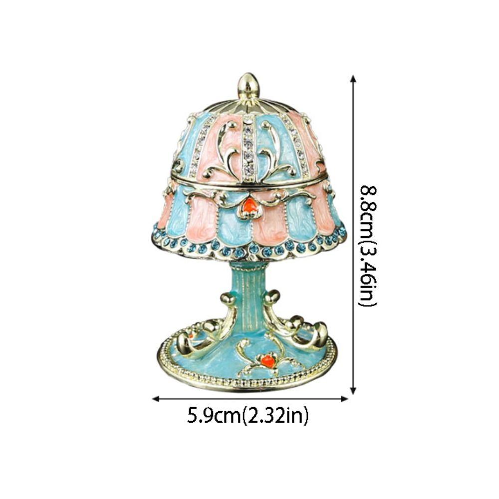 Luxury Enamel Enamel Jewelry Box Metal Diamond Crystal Rhinestones Home Storage Ornament Hand-Painted Enamel Exquisite Design