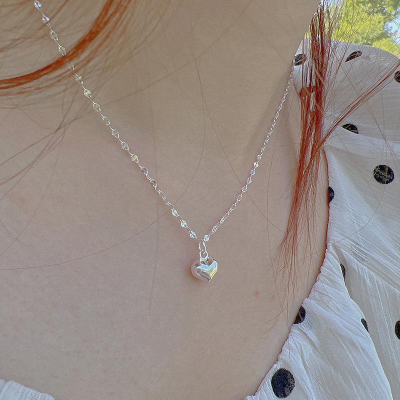 Love Necklace Femininity Internet Celebrity Fashionable Metal Peach Heart Collarbone Chain Tide Light Luxury Heart Shape Chain