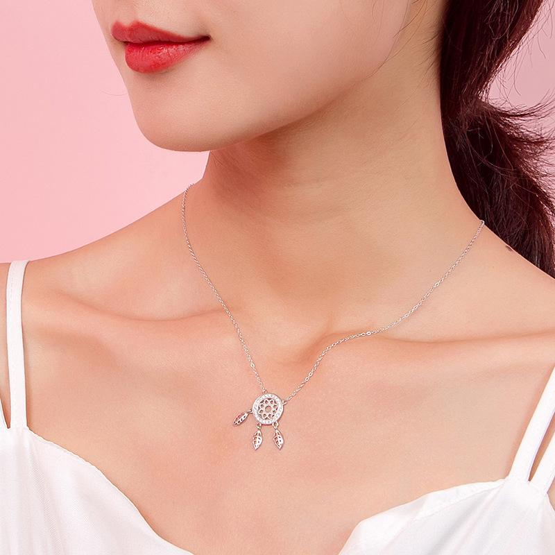 Ожерелье из стерлингового серебра S925 с ловцом снов для женщин, цепочка на ключицу из стерлингового серебра, модные персонализированные ретро-ювелирные изделия
