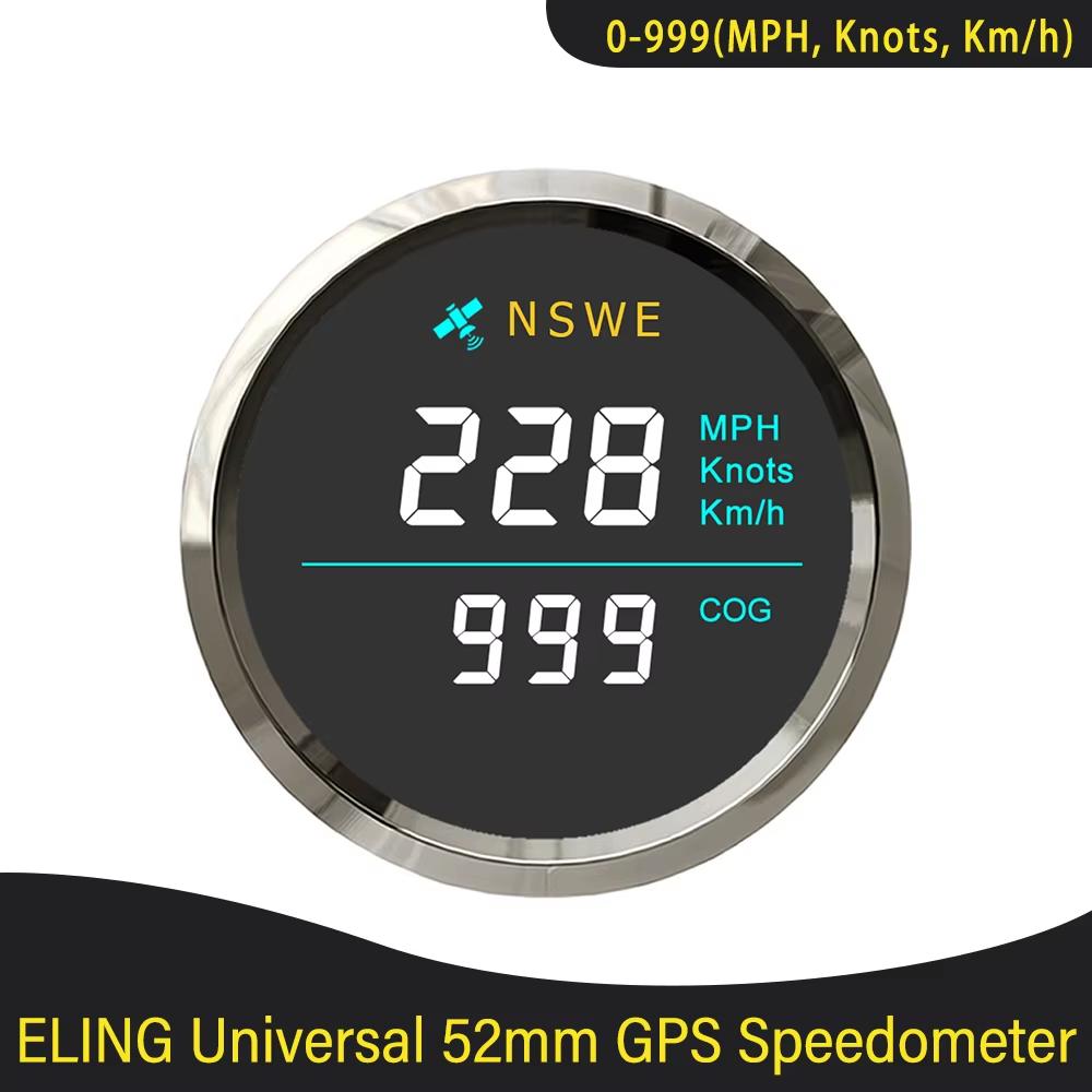 Новый GPS-спидометр 52 мм 0-999 миль/ч, узлов, км/ч, регулируемый, с компасом, для морских лодок, яхт, универсальный 12 В 24 В, без одометра