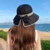 Weave Bow Fisherman Hat Large Bow Sunscreen Bucket Hat Elegant Women Sun Hat  Riding
