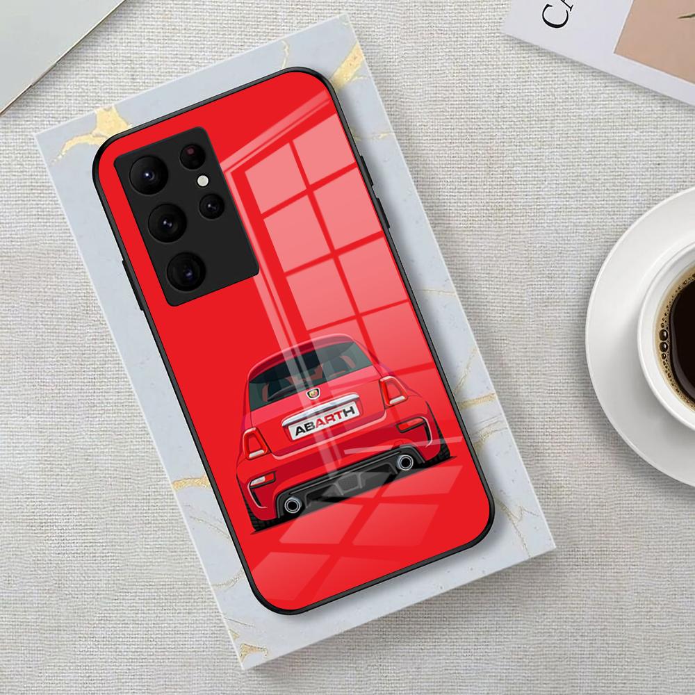 A-abarth Car Phone Case For Samsung S25 Edge Ultra 23 22 21 20 Ultra Plus S24 Fe A54 53 25 Glass Cover