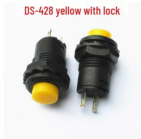 DS-428/427 Self-Locking Round Button Switch with Lock, Self-Reset 12MM, Red/Green/Yellow