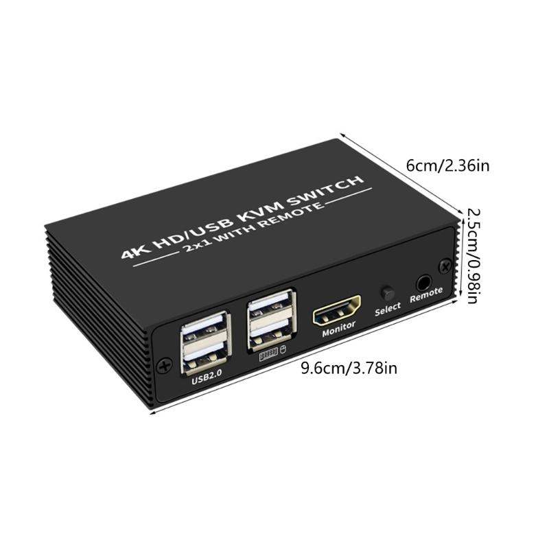 KVM-переключатель HDTV 2 входа 1 выход 4K 3840x2160 USB Клавиатуры Мышь Разделяемый Селектор Переключатель 4K 3840x2160 Для ПК Ноутбука Офиса