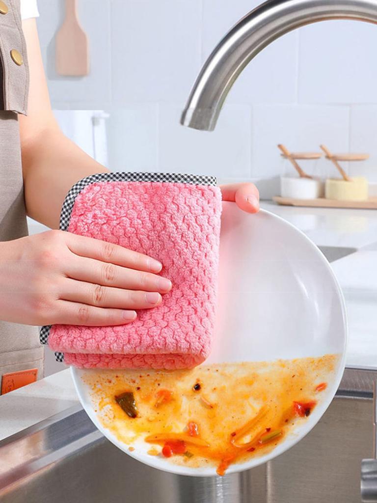 4 шт. кухонные полотенца для посуды, супер впитывающие коралловые бархатные полотенца для посуды с антипригарным покрытием, можно стирать на масле, быстро сохнут