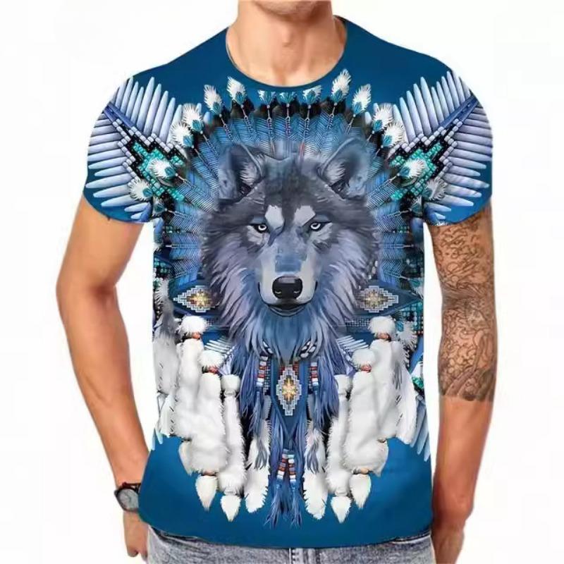 Футболка большого размера с принтом волка 3D для мужчин, летняя мода, уличная свободная повседневная рубашка с круглым вырезом и короткими рукавами, футболки для мужчин