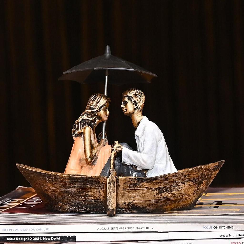 Романтическая статуэтка «Пара на лодке» | Идеально подходит для домашнего декора | Идеальный подарок на День святого Валентина, дни рождения, годовщины | Красный