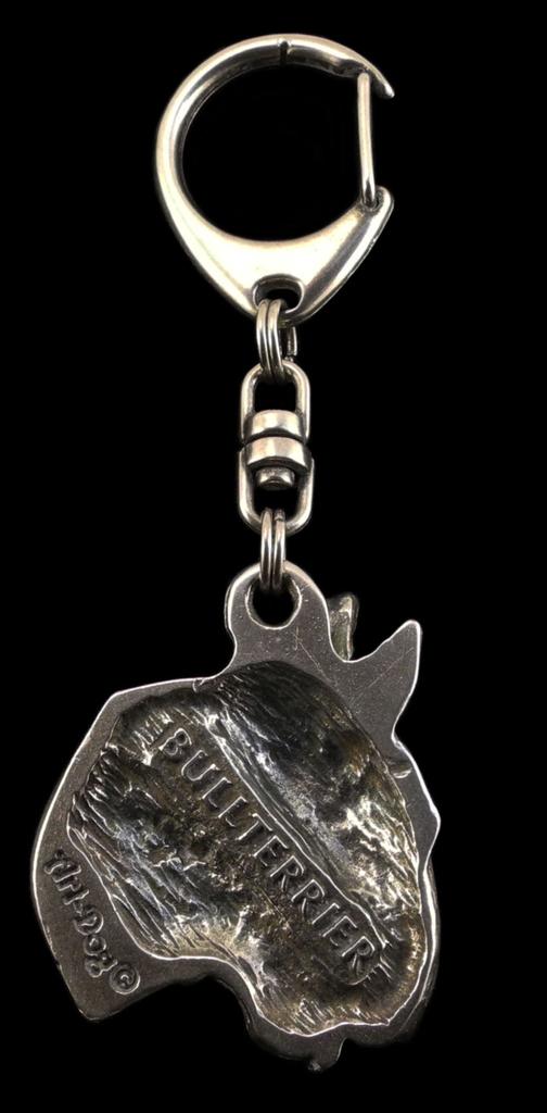 Bull Terrier, Bully II - Silver-plated Key Ring with a Dog In a Gift Box, Handbag Decoration, Backpack Pendant by Art-Dog Brand