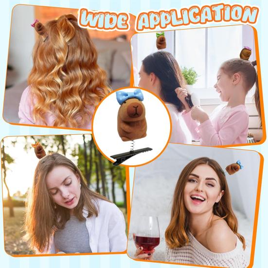 5 шт. детские заколки для волос в форме капибары, пружинный дизайн, пластиковые заколки для волос, набор, простые в использовании, животные