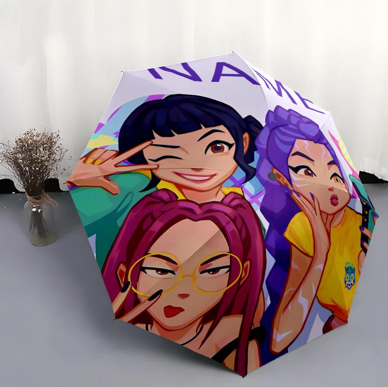 Personalized Name K-KPop Demon Hunters Print Umbrella - Automatic Open/Close, Eight-Rib Durable Frame, Automatic Folding Umbrella