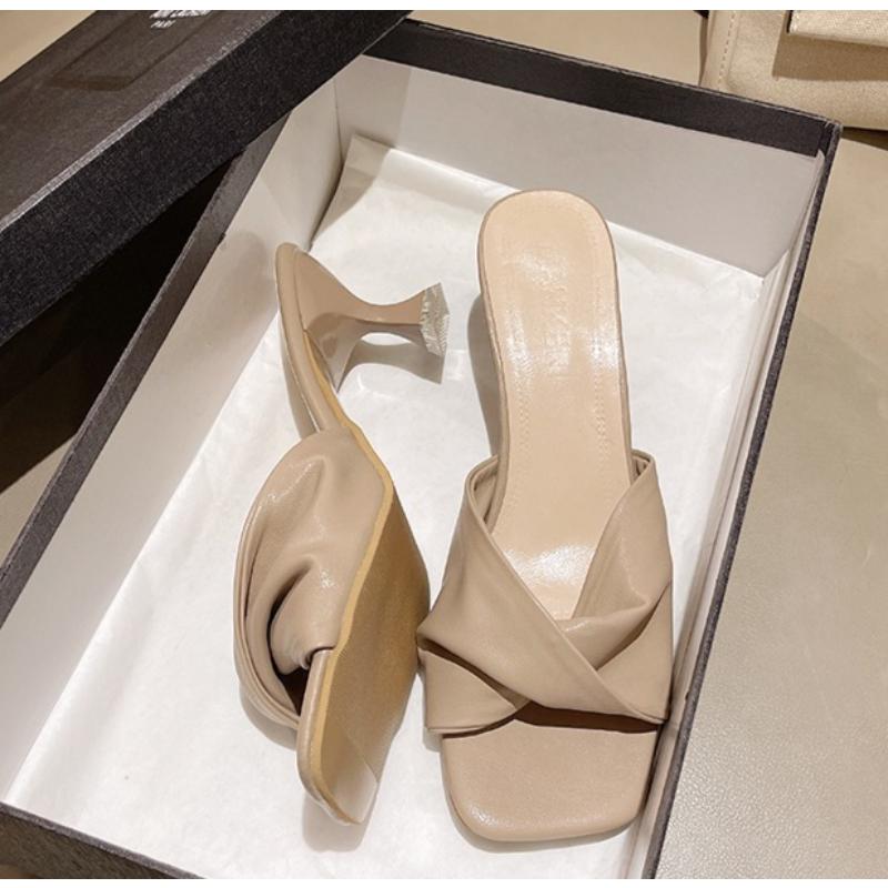 2025 Сексуальные мюли с острым носком на высоком каблуке, женские тапочки смешанного цвета, шлепанцы, летняя вечеринка, стриптиз-босоножки