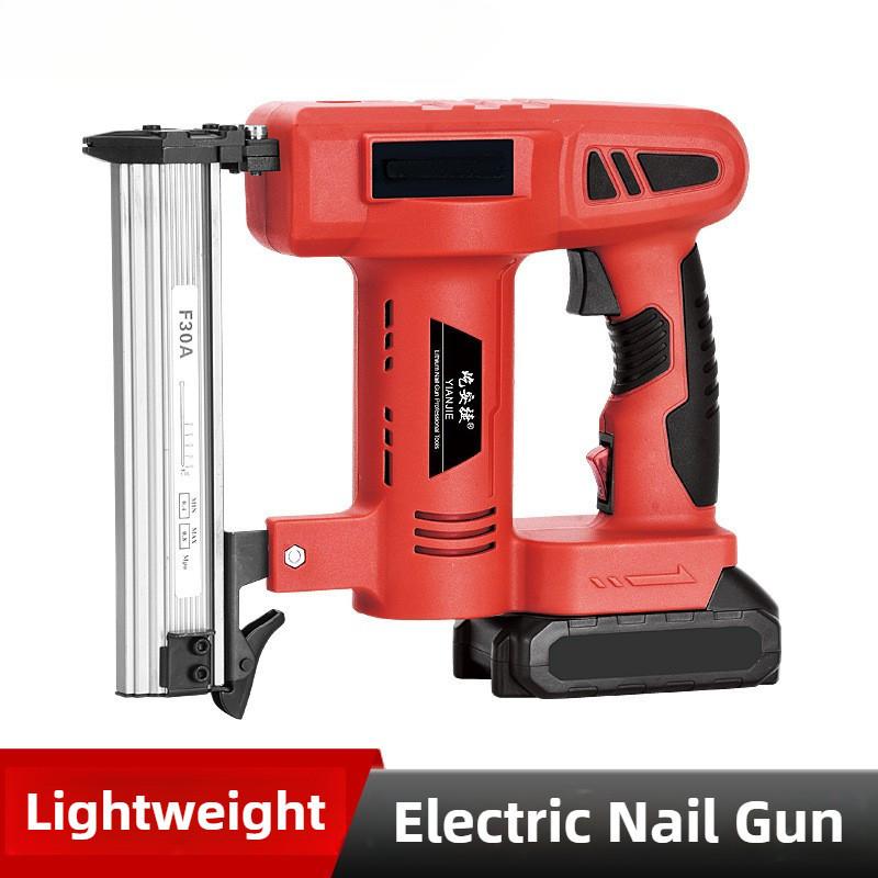 Household Cordless Electric Nail Gun Rechargeable F30 Straight Nailing Machine Handheld Woodworking Power Tool