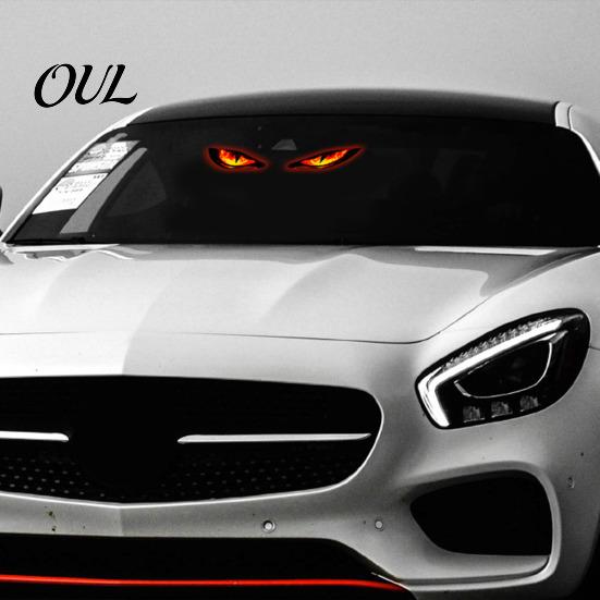 Solar Powered Car Interior Lights Devil Eyes Light for Windshield, Window Warning Sign with Three Smart Modes, Vibration Sensor LED Digital