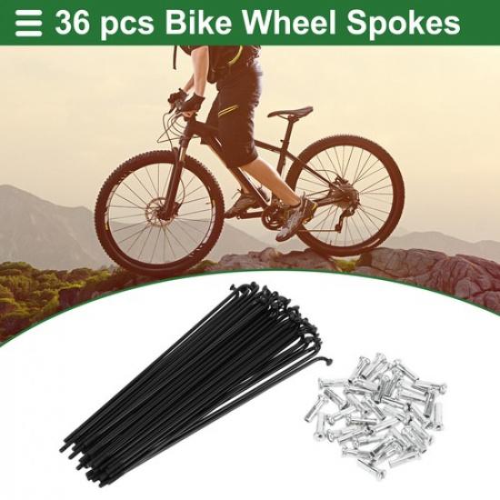 1 Set 14G 133mm Length Bicycle Spokes Nipple Carbon Steel Black Universal