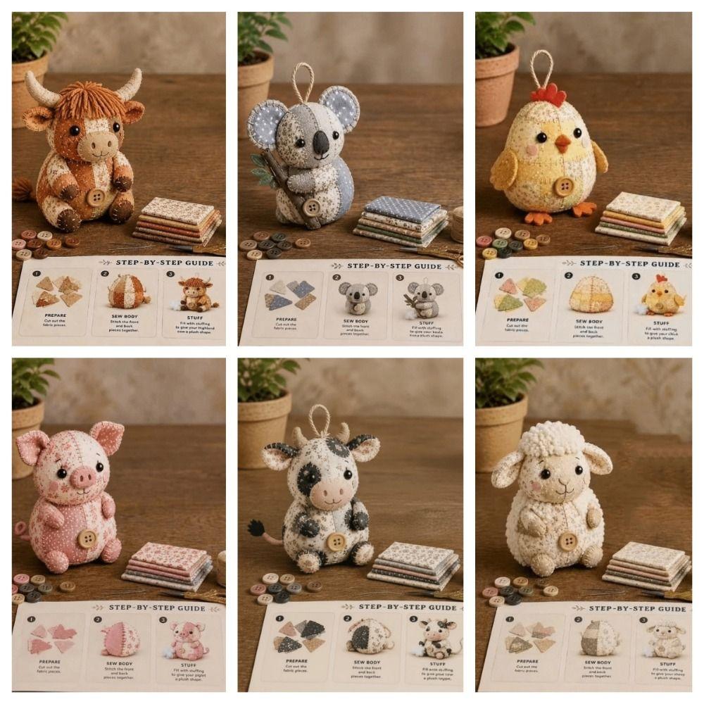 Cartoon DIY Patchwork Animal Kit Handmade DIY Craft Set Hand Sewing Kit School Workshop