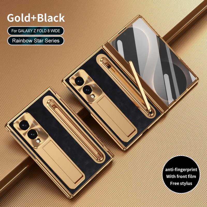 Кожаный чехол с покрытием для телефона Samsung Galaxy Z Fold 8 Wide 7 6 5 4 TriFold Роскошная крышка со скрытой подставкой, с отсеком для стилуса и защитной пленкой для экрана S Pen