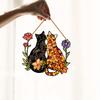 Dual Cat Flower Hanging Decoration Front Door Wall Window Acrylic Kitten Animal Floral Ornament