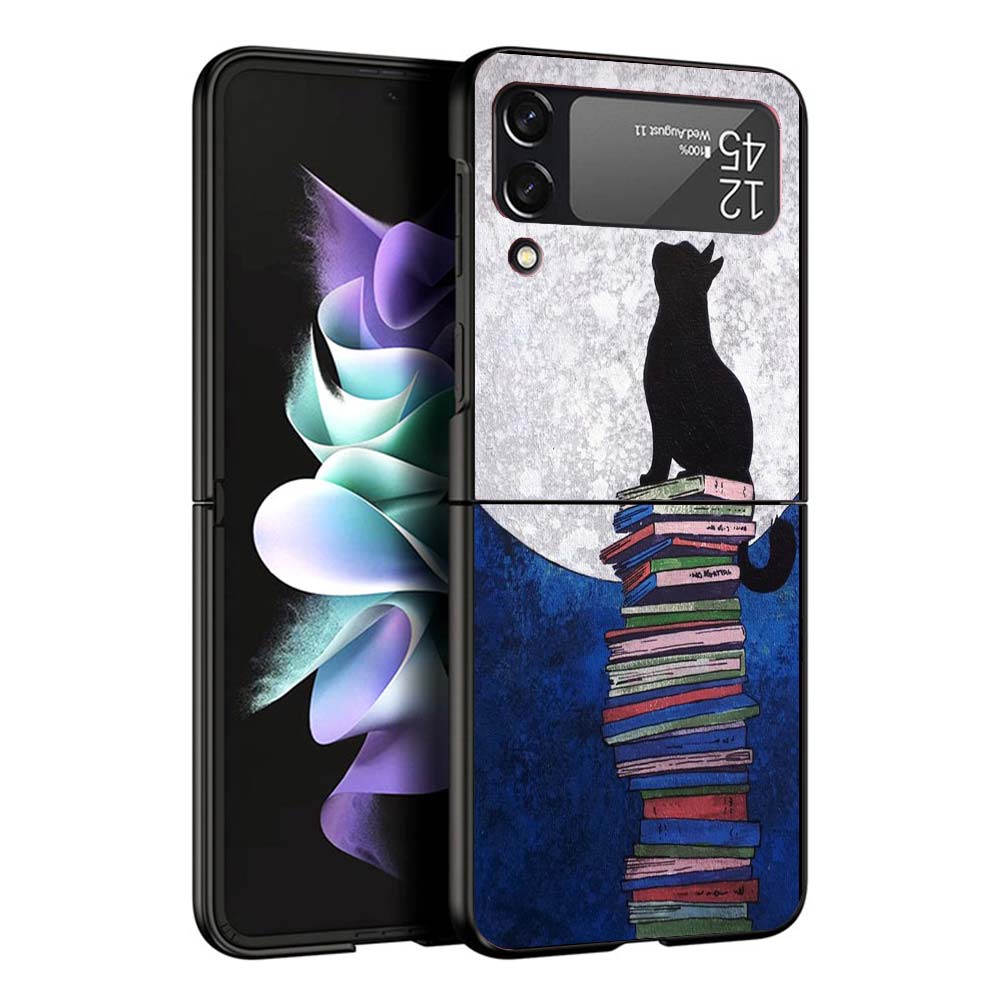 Черный Кот Мультяшный Милый Чехол Для Телефона Для Samsung Galaxy Z Flip7 Flip6 5G Flip5 Flip4 Flip3 ZFlip 7 6 3 4 5 Ударопрочная Задняя Крышка Ga