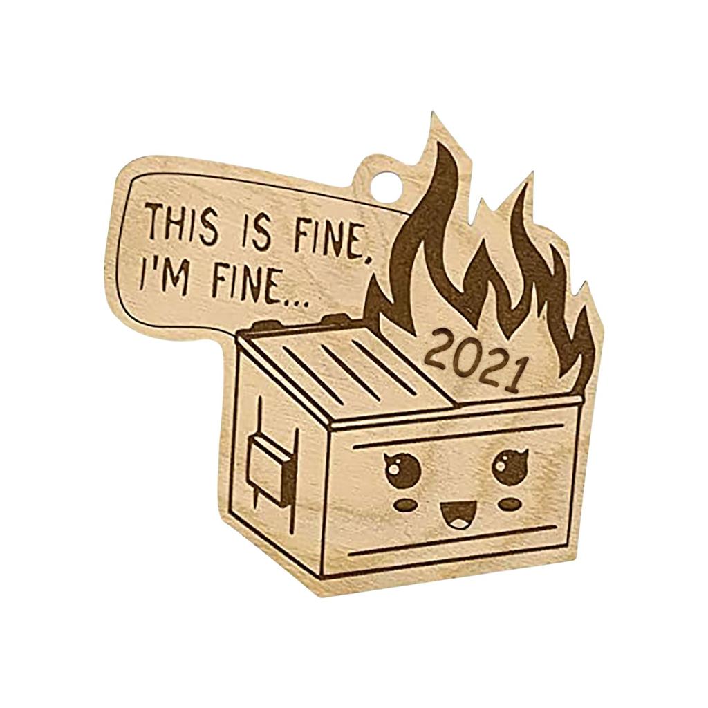 2021 Мусорный Контейнер Огонь Рождественский Орнамент Рождественская Елка Деревянная