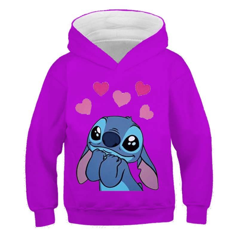 Толстовки с капюшоном MINISO New Stitch для девочек, осенне-зимняя толстовка с длинным рукавом Harajuku, повседневные топы с капюшоном в стиле Disney Series Stich