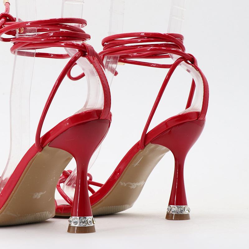 Fashion Sexy 9cm Strappy High Heels Women Summer Bow Tie Sandals Purple Stripper Heels Lace Up Gladiator Sandals Prom Shoes Plus Size 42