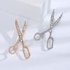 Персонализированная брошь-ножницы со стразами, креативная простая брошь из сплава, модная мужская брошь
