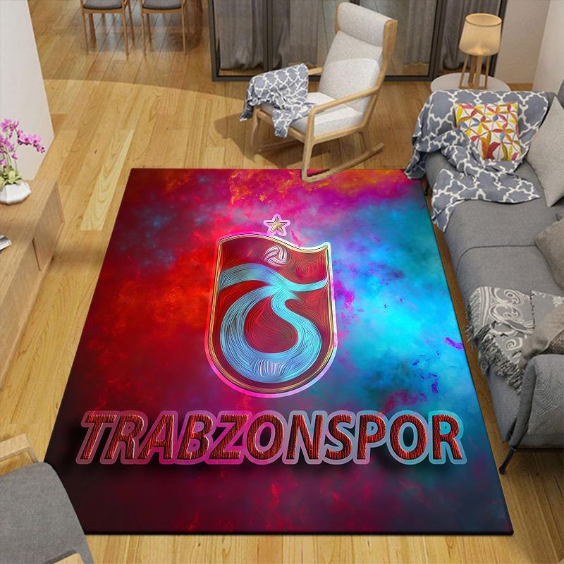 Trabzonspor2 Flannel Pattern Square Carpet,Area Rug,Carpet Rug for Living Room Bedroom Sofa Playroom Decor,Non-slip Floor Mat