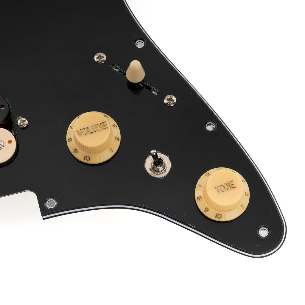 Musiclily Pro SE Предварительно распаянный пикгард с хамбакером Alnico 5 и мини-тумблером для электрогитары Strat, 3-слойный черный,